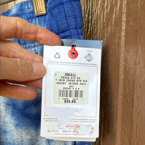 Champion Men's Blue and White Tie-Dye Athletic Shorts - Picture 3 of 5